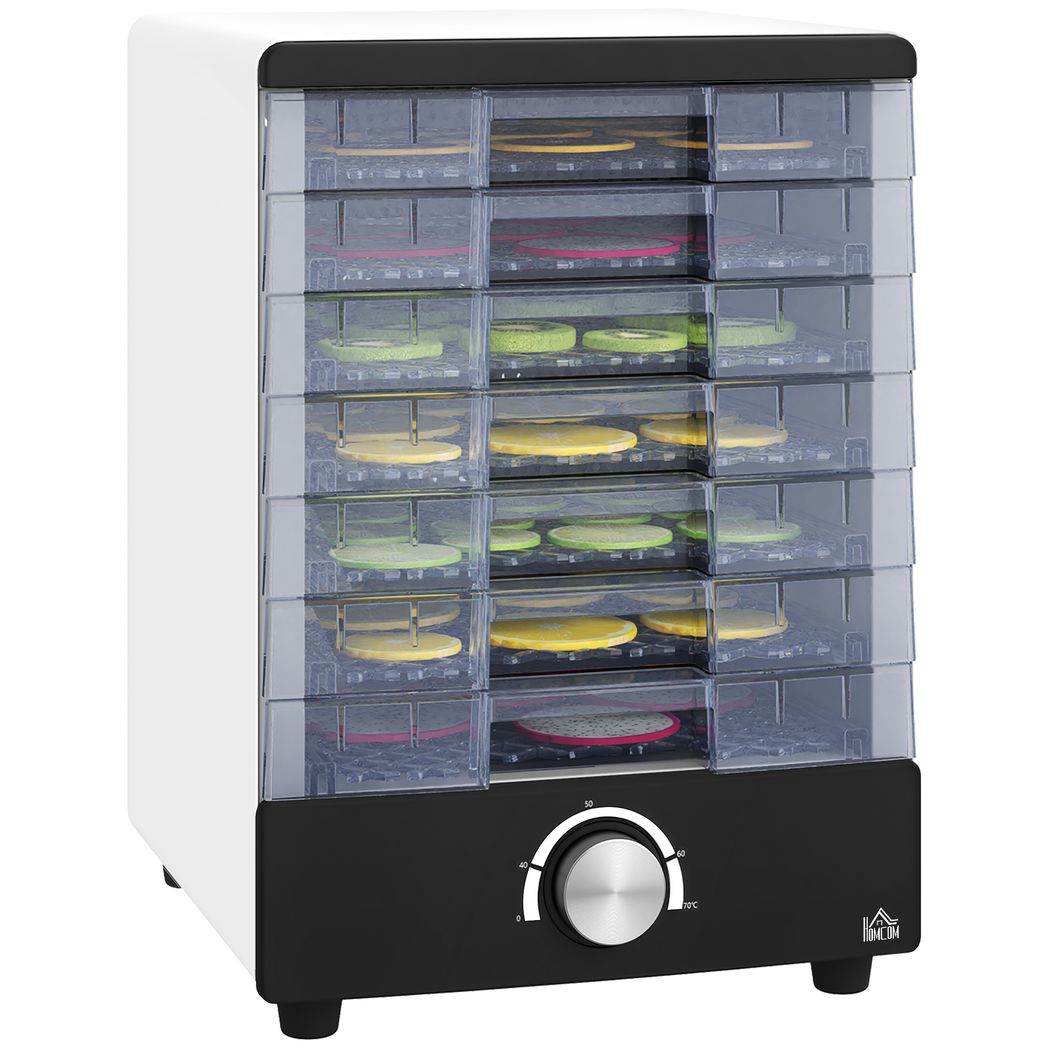 HOMCOM Food Dehydrator with 7 Stainless Steel Tray, for Fruit, Meat, White